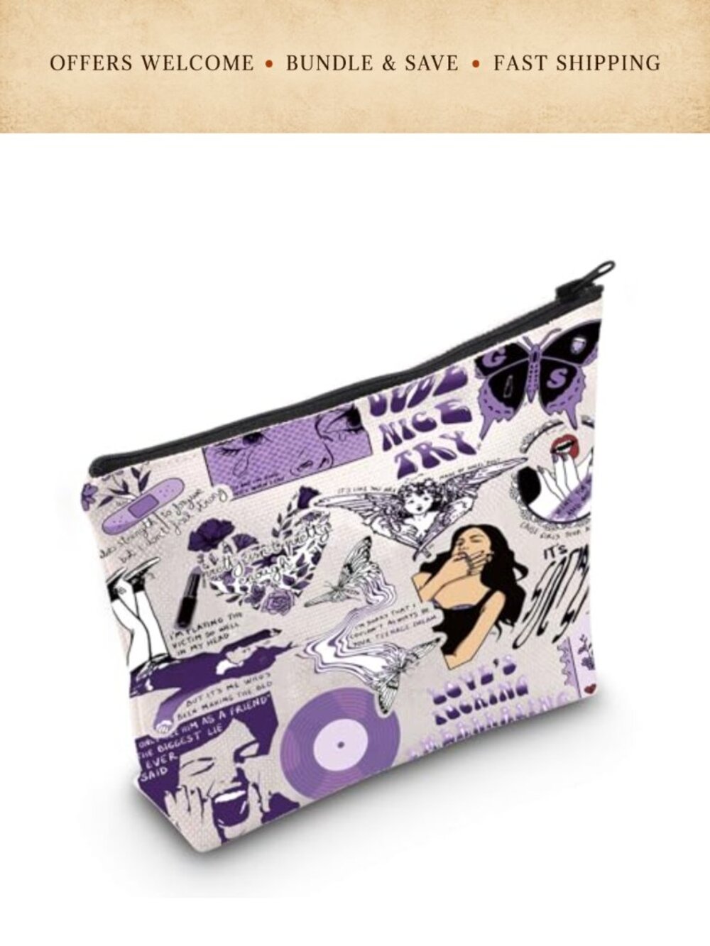 Cotton Canvas Tote Bag Singer Song Lyrics Concert Shoulder Bag